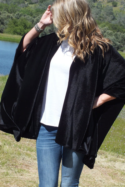 Black Velvet Kimono Duster Top One size