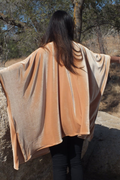 Gold Velvet Cape Duster Kimono Top One size