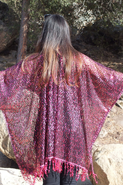 Hot Pink Sequin Kimono Party Top Duster One size