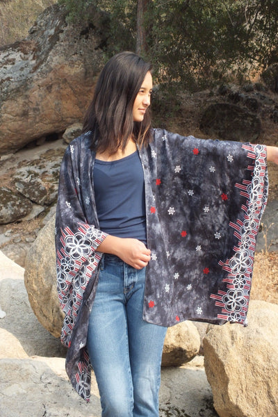 Blue Tie Dye Print Kimono Top