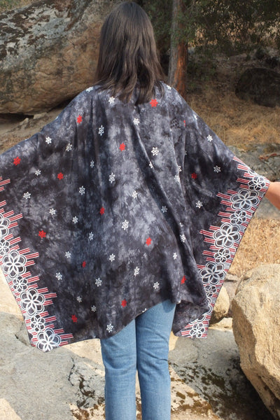 Blue Tie Dye Print Kimono Top