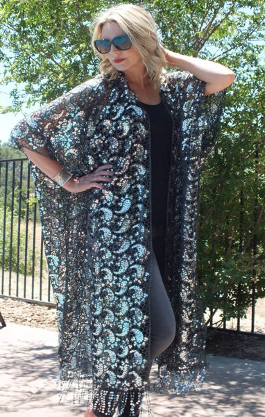 Moddy vintage-Festival Sequin Kimono Duster