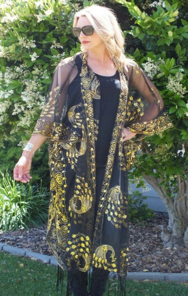 Long sequin kimono