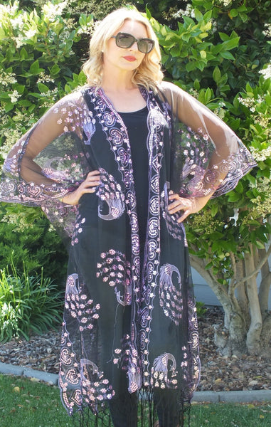 Moddy vintage-Festival Sequin Kimono Duster