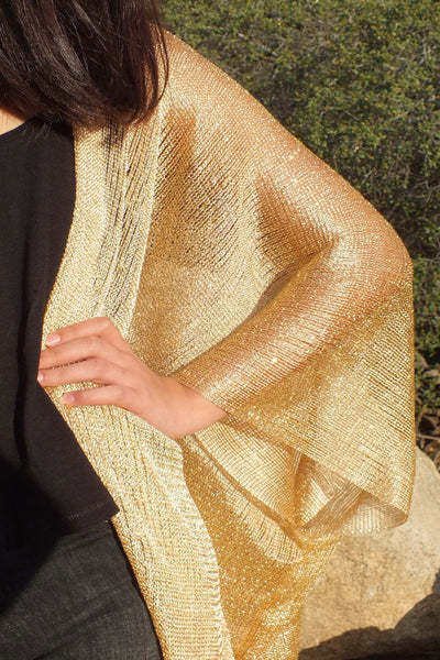 Gold Metallic Mesh Festival Kimono Top One Size