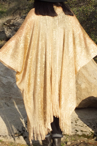 Gold Metallic Mesh Festival Kimono Top One Size