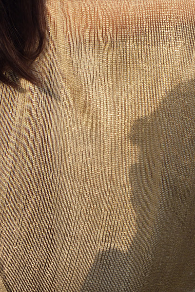 Festival Light Gold Metallic Mesh Duster Kimono Glitter Top