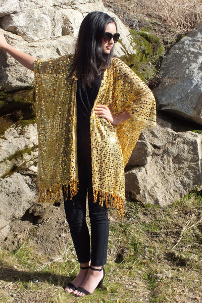 Moddy vintage-Festival Sequin Kimono Duster