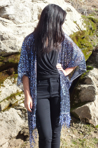Purple Lavender Sequin Kimono Duster Top One Size