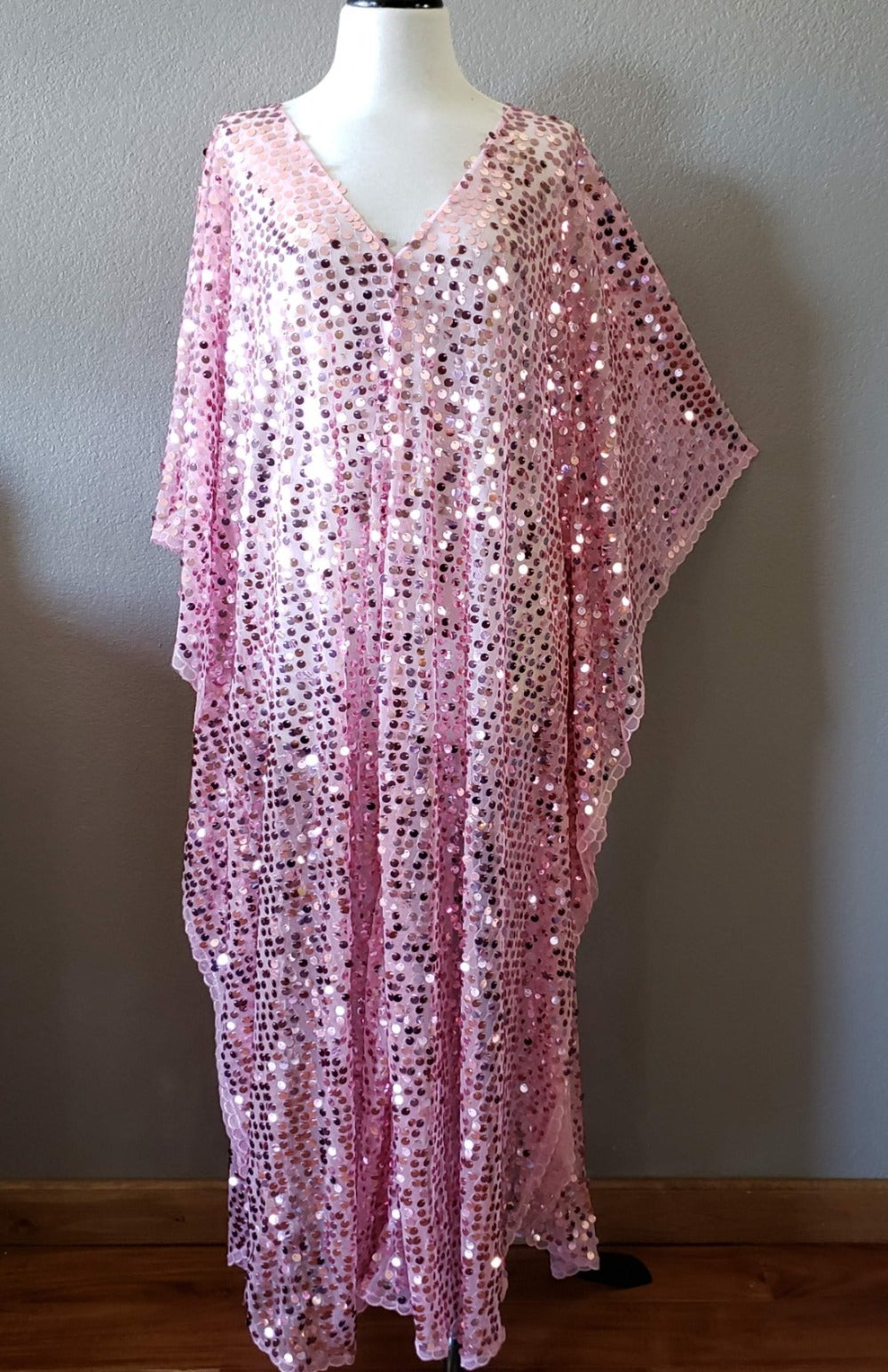 pink sequin kimono dress Hot Pink Sequin Kimono Party Top Duster One size