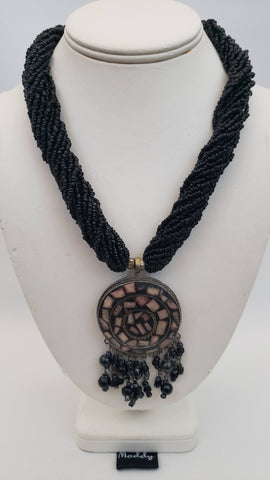 Black Beads Multi Layer Ethnic Jewelry Necklace