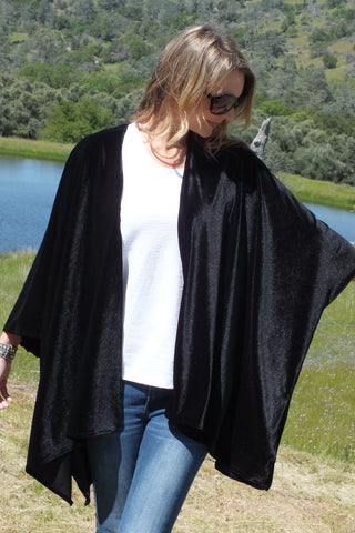 Black Velvet Kimono Duster Top One size