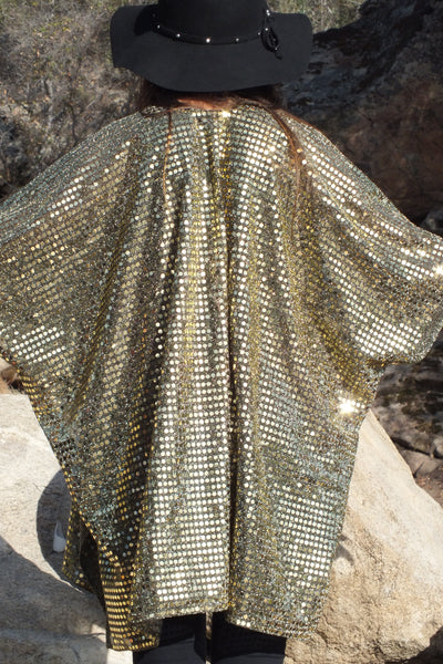 Gold Confetti Sequin Kimono Duster Top