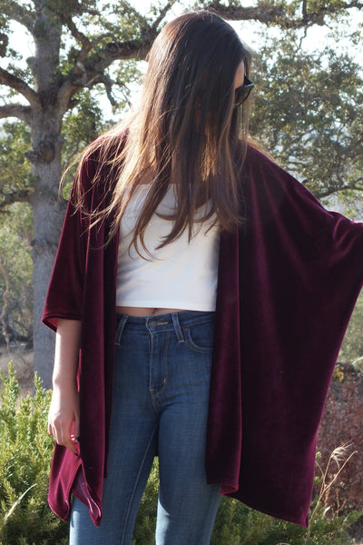 Burgundy Velvet Duster Kimono