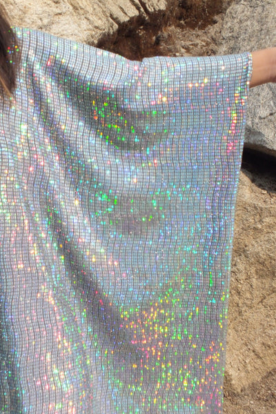 Silver Iridescent Glitter Tunic Kimono Top