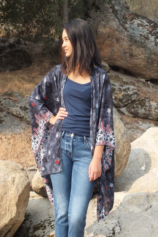 Blue Tie Dye Print Kimono Top