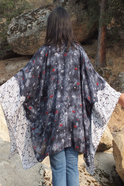 Gray Tie Dye Print Kimono Top One size