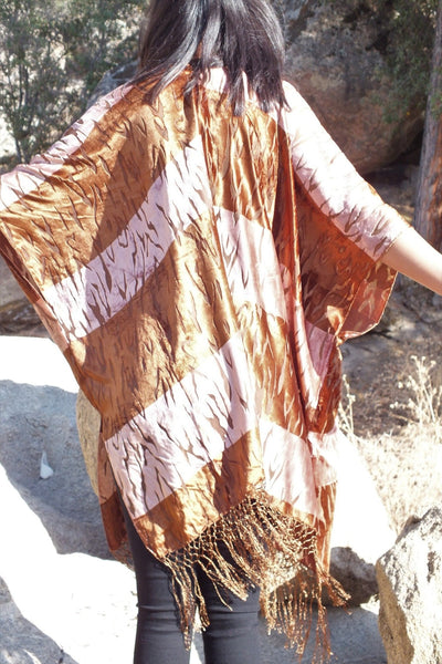 Brown Burnout Velvet Animal Print Duster Kimono Top One size