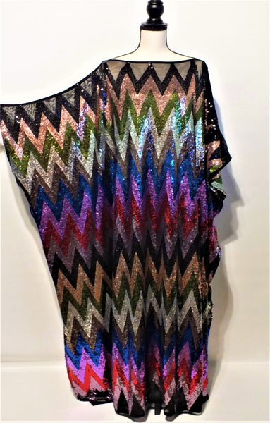 Sequin caftan, Rainbow Sequin, Pride dress, party sequin dress