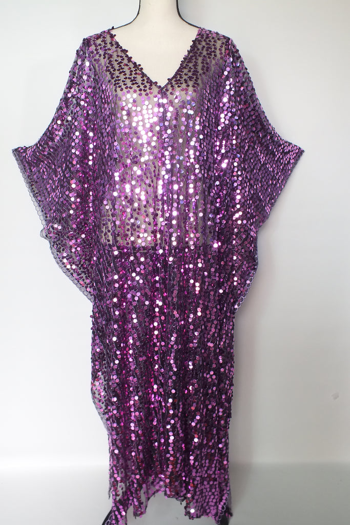 Purple Sequin Caftan Kimono Maxi Dress One size – Moddy Vintage