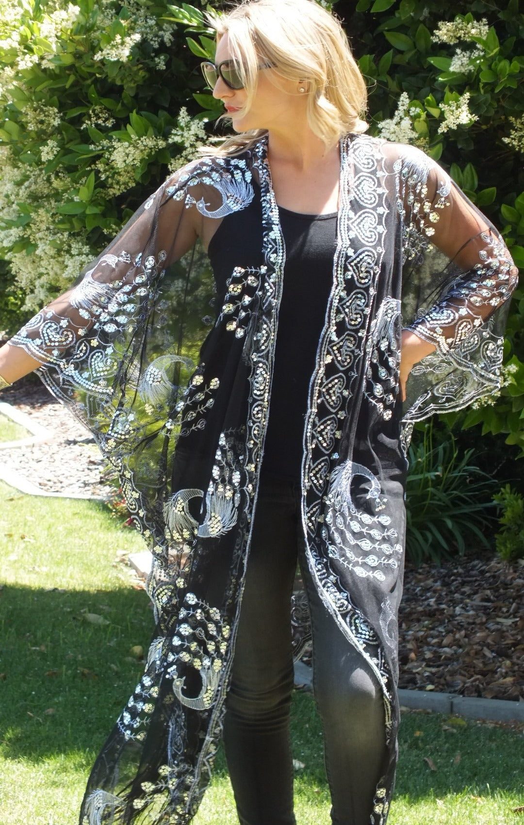 Silver sequin hotsell kimono jacket