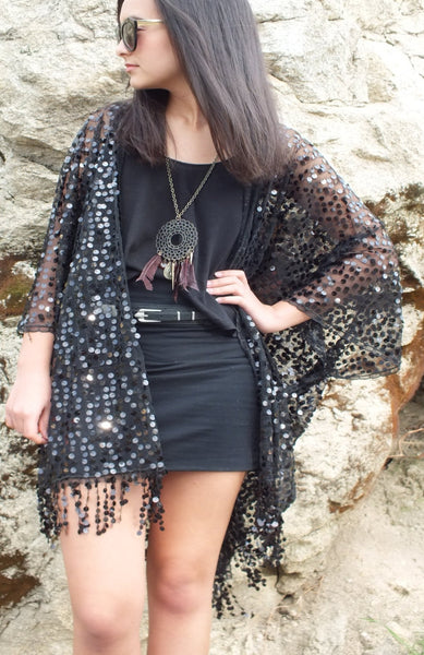 Moddy vintage-Festival Sequin Kimono Duster