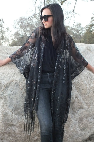 Moddy vintage-Festival Sequin Kimono Duster