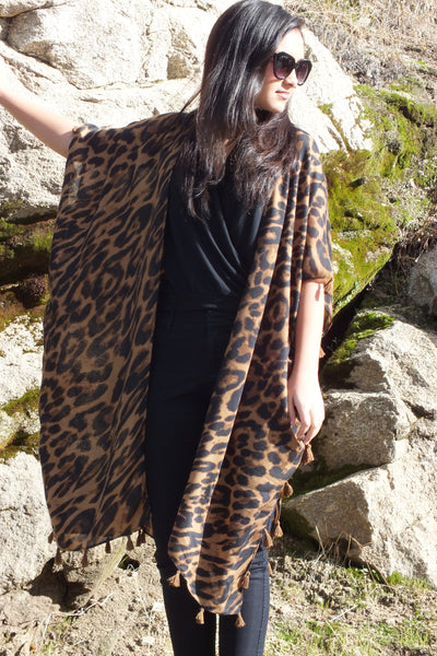 Animal Leopard Print Long Duster Kimono