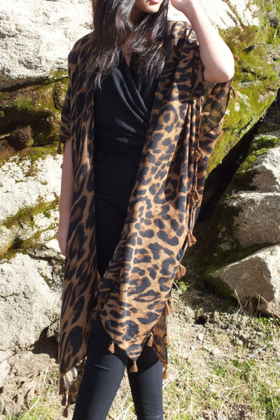 Animal Leopard Print Long Duster Kimono