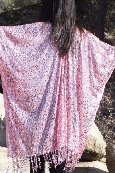 Pink Sequin Kimono Cardigan Top One size